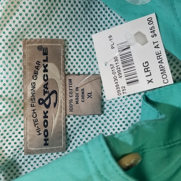 😎NWT~Hook & Tackle Outfitters Hi-Tech Fishing Gear Long Sleeve Fishing Shirt - Picture 14 of 16